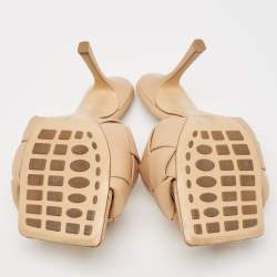 Pre Owned Bottega Veneta Beige Intrecciato Leather Lido Slide Sandals Size 40