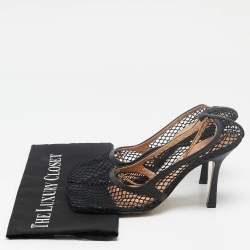 مملوكة مسبقًا Bottega Veneta Black Mesh and Leather Stretch Ankle Strap Pumps Size 39