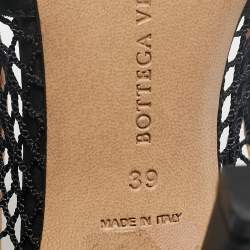 مملوكة مسبقًا Bottega Veneta Black Mesh and Leather Stretch Ankle Strap Pumps Size 39