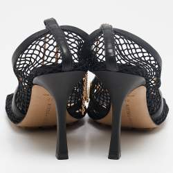 مملوكة مسبقًا Bottega Veneta Black Mesh and Leather Stretch Ankle Strap Pumps Size 39