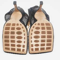 مملوكة مسبقًا Bottega Veneta Black Mesh and Leather Stretch Ankle Strap Pumps Size 39