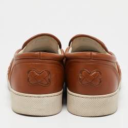 Bottega Veneta Tan Intrecciato Leather Dodger Slip On Sneakers Size 40