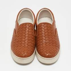 Bottega Veneta Tan Intrecciato Leather Dodger Slip On Sneakers Size 40