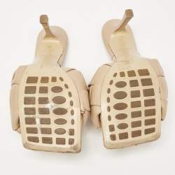 Pre Owned Bottega Veneta Beige Intrecciato Leather Lido Slide Sandals Size 38.5