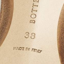 Bottega Veneta Metallic Blue Intrecciato Leather Square Toe Slide Sandals Size 38