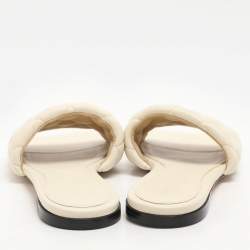 مملوكة مسبقًا Bottega Veneta Cream Quilted Leather Lido Flat Sandals Size 36