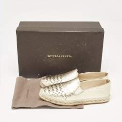 Bottega Veneta Gold Intrecciato Leather Espadrille Flats Size 36