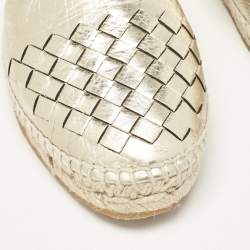 Bottega Veneta Gold Intrecciato Leather Espadrille Flats Size 36