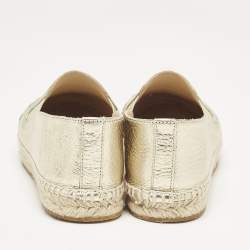 Bottega Veneta Gold Intrecciato Leather Espadrille Flats Size 36