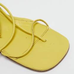 Bottega Veneta Yellow Leather Square Toe Ankle Strap Sandals Size 37
