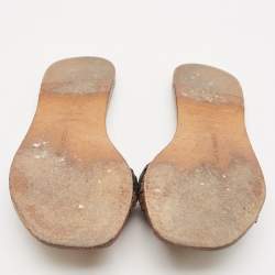 Bottega Veneta Gold/Black Intrecciato Leather Flat Slides Size 35.5