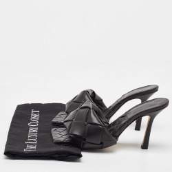 Bottega Veneta Dark Brown Intrecciato Leather Lido Slide Sandals Size 37