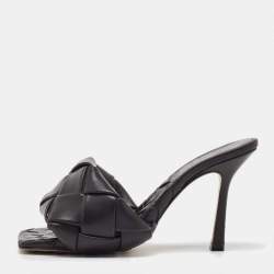 Bottega Veneta Dark Brown Intrecciato Leather Lido Slide Sandals Size 37