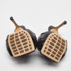 Bottega Veneta Dark Brown Intrecciato Leather Lido Slide Sandals Size 37