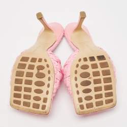 Bottega Veneta Pink Woven Raffia Slide Sandals Size 39