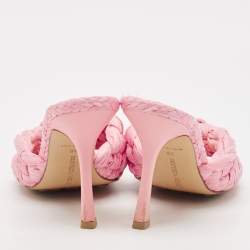 Bottega Veneta Pink Woven Raffia Slide Sandals Size 39