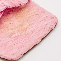 Bottega Veneta Pink Woven Raffia Slide Sandals Size 39