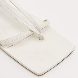 Bottega Veneta White Leather Stretch Ankle Strap Sandals Size 39.5
