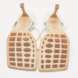 Bottega Veneta White Leather Stretch Ankle Strap Sandals Size 39.5