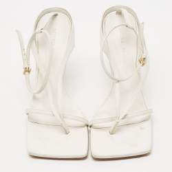 Bottega Veneta White Leather Stretch Ankle Strap Sandals Size 39.5