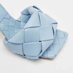 Bottega Veneta Blue Intrecciato Leather Lido Slide Sandals Size 36.5