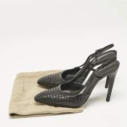 Bottega Veneta Black Woven Leather Slingback Sandals Size 37.5