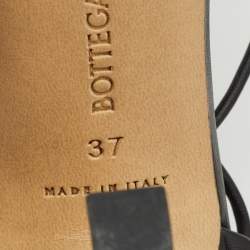 Pre Owned Bottega Veneta Black Mesh and Leather Stretch Ankle Strap Pumps Size 37