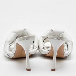Bottega Veneta White Intrecciato Leather Lido Slide Sandals Size 41