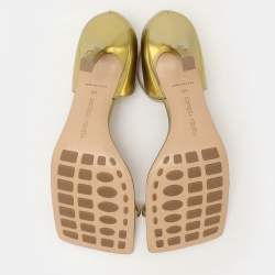 Bottega Veneta Gold Leather Strech Ankle Strap Sandals Size 40