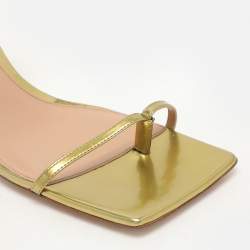 Bottega Veneta Gold Leather Strech Ankle Strap Sandals Size 40