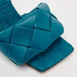 Bottega Veneta Blue Intrecciato Leather Lido Slide Sandals Size 36