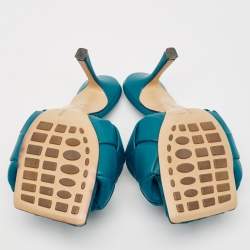Bottega Veneta Blue Intrecciato Leather Lido Slide Sandals Size 36