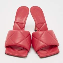 Bottega Veneta Red Intrecciato Leather Lido Mule Sandals Size 37