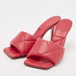 Bottega Veneta Red Intrecciato Leather Lido Mule Sandals Size 37