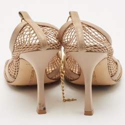 Bottega Veneta Beige Mesh and Leather Chain Stretch Pumps Size 38