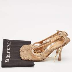 Bottega Veneta Beige Mesh and Leather Chain Stretch Pumps Size 38