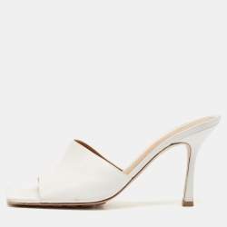 Bottega Veneta White Leather Strech Mules Size 41