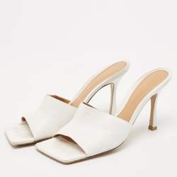 Bottega Veneta White Leather Strech Mules Size 41