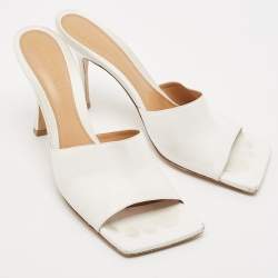 Bottega Veneta White Leather Strech Mules Size 41