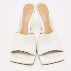 Bottega Veneta White Leather Strech Mules Size 41