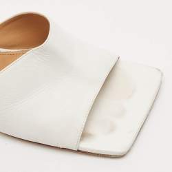 Bottega Veneta White Leather Strech Mules Size 41