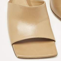 Bottega Veneta Beige Leather Stretch Slide Sandals Size 39