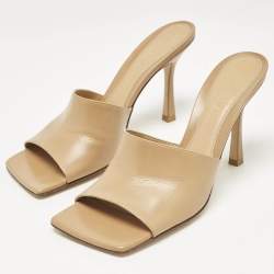 Bottega Veneta Beige Leather Stretch Slide Sandals Size 39