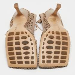 Bottega Veneta Beige Mesh and Leather Chain Stretch Pumps Size 36
