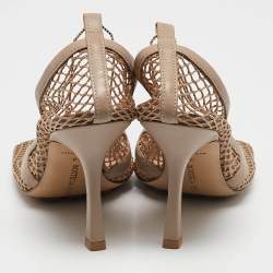 Bottega Veneta Beige Mesh and Leather Chain Stretch Pumps Size 36