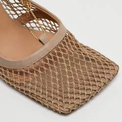 Bottega Veneta Beige Mesh and Leather Chain Stretch Pumps Size 36