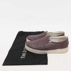 Bottega Veneta Mauve Intrecciato Leather Dodger Slip on Sneakers Size 37