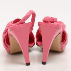 Bottega Veneta Pink Leather Pointed Toe Slingback Pumps Size 38.5