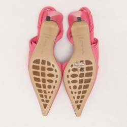Bottega Veneta Pink Leather Pointed Toe Slingback Pumps Size 38.5