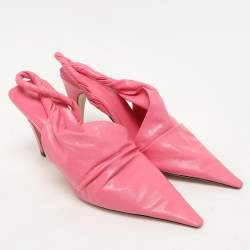 Bottega Veneta Pink Leather Pointed Toe Slingback Pumps Size 38.5